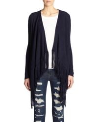 360cashmere | Blue Dominique Cashmere Fringed Draped Cardigan | Lyst