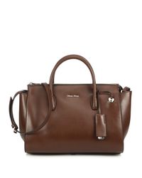 Miu Miu | Brown Zip Trapeze Satchel | Lyst