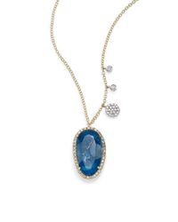Meira T | Metallic Apatite, White Topaz & 14k Yellow Gold Doublet Pendant Necklace | Lyst