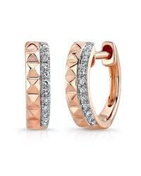 Anne Sisteron - Pink 14kt Rose Gold Spike Diamond Huggie Earrings - Lyst