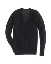 J.Crew | Black Italian Featherweight Cashmere V-neck Boyfriend Sweater | Lyst