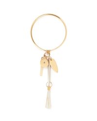 Chloé | Metallic 'harlow' Ostrich Feather Tassel Brass Bangle | Lyst