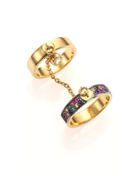 Elizabeth and James | Metallic Margaux Multicolor Sapphire Double-band Chain Ring | Lyst