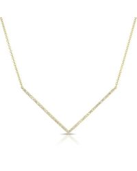 Anne Sisteron - 14kt Yellow Gold Thin Diamond Chevron Necklace - Lyst