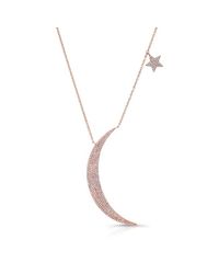 Anne Sisteron | Pink 14kt Rose Gold Diamond Moon And Star Necklace | Lyst