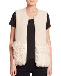 Loeffler Randall | Beige Shearling Vest | Lyst