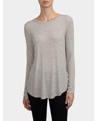 White + Warren | Gray Ribbed Jersey Swing Crewneck | Lyst