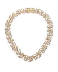 Adriana Orsini | Metallic Pavé Crystal Openwork Leaf Collar Necklace | Lyst