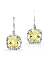 Anne Sisteron - 14kt White Gold Lemon Topaz Diamond Cushion Cut Earrings - Lyst