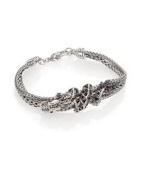 John Hardy | Metallic Naga Black Sapphire, Ruby & Sterling Silver Dragon Three-Row Chain Bracelet | Lyst