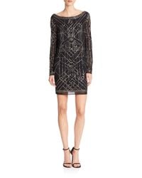 Laundry by Shelli Segal | Black Platinum Athena Beaded Mesh Cocktail Dress | Lyst