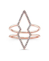 Anne Sisteron - Pink 14kt Rose Gold Diamond Double Open Spear Ring - Lyst