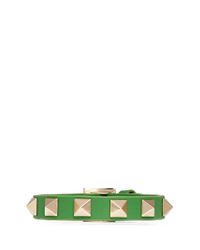 Valentino | Green 'rockstud' Skinny Leather Bracelet | Lyst