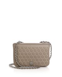 Tory Burch | Gray Robinson Laser-cut Saffiano Leather Shoulder Bag | Lyst