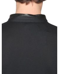 The Kooples | Black Wool Blend Jersey Henley W/ Nappa Trim for Men | Lyst
