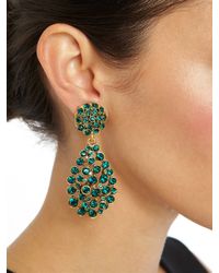 Oscar de la Renta | Green Pave Teardrop Earring | Lyst