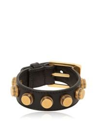 Saint Laurent | Black Studded Leather Cuff Bracelet | Lyst