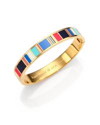 kate spade new york | Multicolor Jump For Joy Enamel Striped Idiom Bangle Bracelet | Lyst