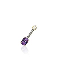 Jemma Wynne | Single Bar Stud Earring With Cushion Cut Dark Purple Sapphire | Lyst