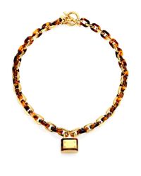 Michael Kors | Metallic Tortoise Link Padlock Charm Necklace | Lyst