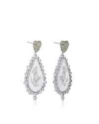 Nina Runsdorf | Metallic 18k White Gold Slice Diamond Pear Shape Earrings | Lyst