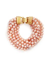 Kenneth Jay Lane | Pink Multi Strand Baroque Pearl Bracelet | Lyst