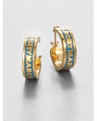 Marc By Marc Jacobs | Metallic Enamel Logo Huggie Earrings/1.5 | Lyst