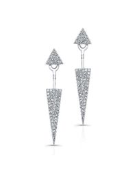 Anne Sisteron - Metallic 14kt White Gold Diamond Double Triangle Floating Earrings - Lyst