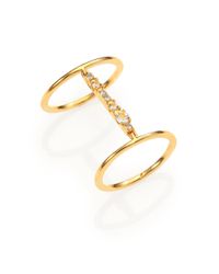 Elizabeth and James | Metallic Kiki White Topaz Double-band Ring | Lyst