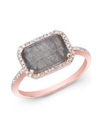Anne Sisteron - Gray 14kt Rose Gold Labradorite Diamond Chic Ring - Lyst