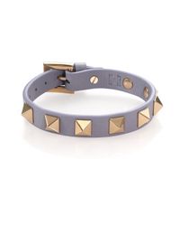 Valentino | Blue Rockstud Small Leather Bracelet | Lyst