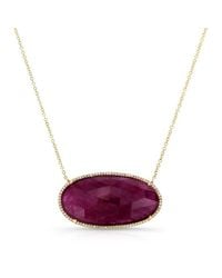 Anne Sisteron - Purple 14kt Yellow Gold Large Oval Ruby Diamond Necklace - Lyst