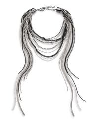 ABS By Allen Schwartz | Metallic Dark & Stormy Beaded Multi-row Chain Necklace | Lyst