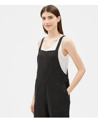 Eileen Fisher Black Organic Linen Cropped Jumpsuit