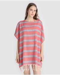 Jo & Mr. Joe Red Stripe Print Cotton Kaftan