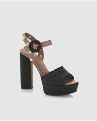 Guess Black High-heel Sandals With Raffia Vamp
