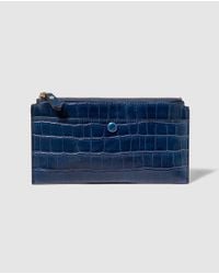 El Corte Inglés Wo Small Navy Blue Mock-croc Wallet With Zip