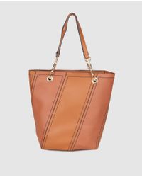 El Corte Inglés Brown Tote Bag With Diagonal Panels