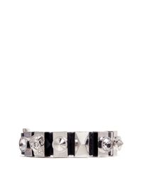 Alexander McQueen | Black Skull And Crystal Metal Loop Leather Bracelet | Lyst