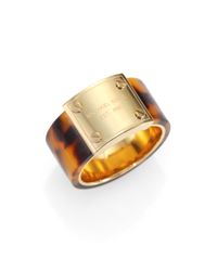 Michael Kors | Metallic Tortoise-Print Plaque Ring | Lyst