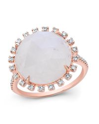 Anne Sisteron - White 14kt Rose Gold Moonstone Sunburst Diamond Cocktail Ring - Lyst