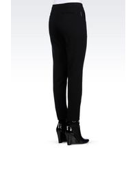 Armani Jeans | Black Regular Fit Trousers In Stretch Viscose Blend | Lyst