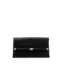 Diane von Furstenberg | Black 440 Envelope Embossed Croc Clutch | Lyst