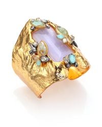 Alexis Bittar | Metallic Elements Moonlight Amazonite, Mother-Of-Pearl & Crystal Wide Baguette Cuff Bracelet | Lyst