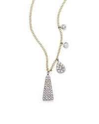 Meira T | Metallic Diamond, 14k Yellow & White Gold Triangle Pendant Necklace | Lyst