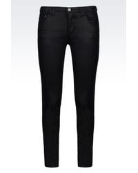 Armani Jeans | Black Skinny Jeans In Leather Effect Denim | Lyst