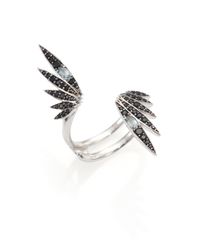 Alexis Bittar Fine | Metallic Midnight Marquis Blue Quartz, Black Spinel & Sterling Silver Starburst Wrap Ring | Lyst