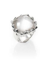 Stephen Webster | Metallic Mother-of-pearl, Clear Quartz & Sterling Silver Haze Small Square Ring | Lyst