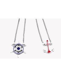 Tateossian - Red Double-ended Necklace Anchor And Ship Wheel In Silver for Men - Lyst