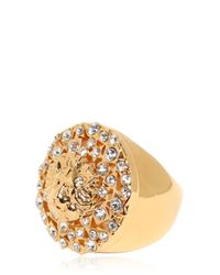 Versus Metallic Rhinestone & Gold Plated Lion Ring